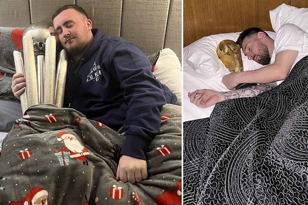 Luke Littler copies iconic Lionel Messi photo with darts trophy – but fans are distracted​